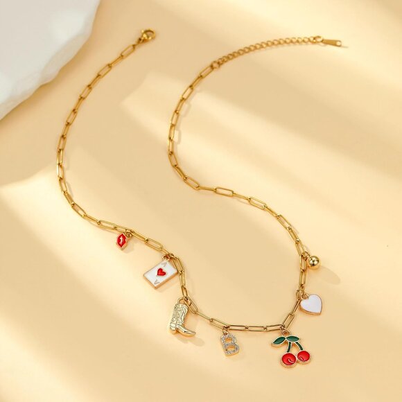 Elegant Initial Necklace with Western Charms – Perfect for Boho Style Lovers - Picture 5 of 9